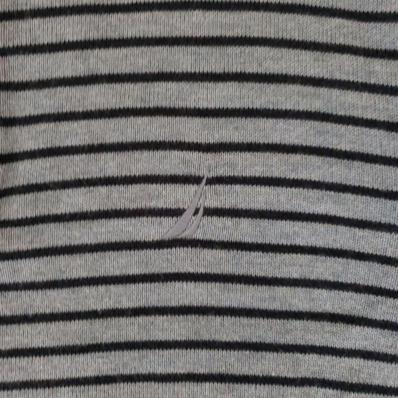 Nautica Mock Turtleneck Striped Knit Pullover Sweater Blue Size Medium - Picture 6 of 11